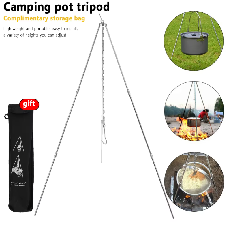 Camping Cooking Pot Tripod - Trójnóg kempingowy do ogniska, do zawieszania