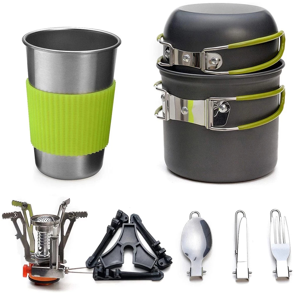 Camping Cooking Set With Bag - Zestaw naczyń kempingowych z kuchenką Zestaw