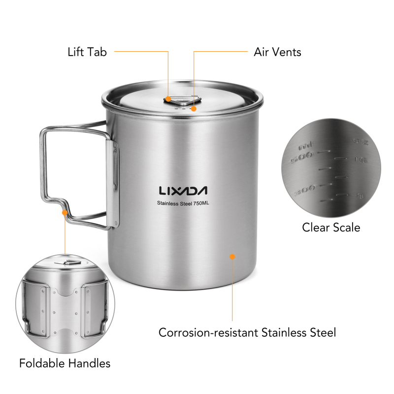 Lixada Kubek 750ml Outdoorowy  – Camping Cooking Set With Bag recenzja i cena